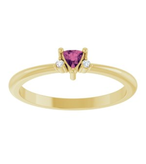 72435 Ring Set 14K Yellow Natural Pink Tourmaline Trillion 3 X 3 X 3 Mm Natural Diamond Polished Natural Pink Tourmaline And .015 Ctw Natural Diamond Ring