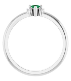 72435 Ring Set 14K White Natural Emerald Trillion 3 X 3 X 3 Mm Natural Diamond Polished Natural Emerald And .015 Ctw Natural Diamond Ring