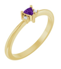 72435 Ring Set 14K Yellow Natural Amethyst Trillion 3 X 3 X 3 Mm Natural Diamond Polished Natural Amethyst And .015 Ctw Natural Diamond Ring
