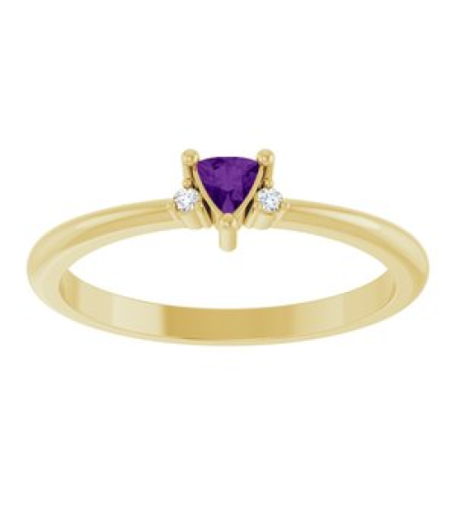 72435 Ring Set 14K Yellow Natural Amethyst Trillion 3 X 3 X 3 Mm Natural Diamond Polished Natural Amethyst And .015 Ctw Natural Diamond Ring
