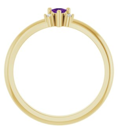 72435 Ring Set 14K Yellow Natural Amethyst Trillion 3 X 3 X 3 Mm Natural Diamond Polished Natural Amethyst And .015 Ctw Natural Diamond Ring