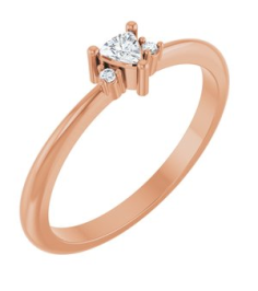 72435 Ring Set 14K Rose Natural White Sapphire Trillion 3 X 3 X 3 Mm Natural Diamond Polished Natural White Sapphire And .015 Ctw Natural Diamond Ring