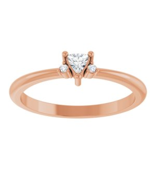 72435 Ring Set 14K Rose Natural White Sapphire Trillion 3 X 3 X 3 Mm Natural Diamond Polished Natural White Sapphire And .015 Ctw Natural Diamond Ring