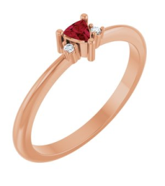 72435 Ring Set 14K Rose Lab-Grown Ruby Trillion 3 X 3 X 3 Mm Natural Diamond Polished Lab-Grown Ruby And .015 Ctw Natural Diamond Ring