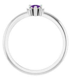 72435 Ring Set Platinum Natural Amethyst Trillion 3 X 3 X 3 Mm Natural Diamond Polished Natural Amethyst And .015 Ctw Natural Diamond Ring