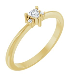 72435 Ring Set 14K Yellow Natural White Sapphire Trillion 3 X 3 X 3 Mm Natural Diamond Polished Natural White Sapphire And .015 Ctw Natural Diamond Ring