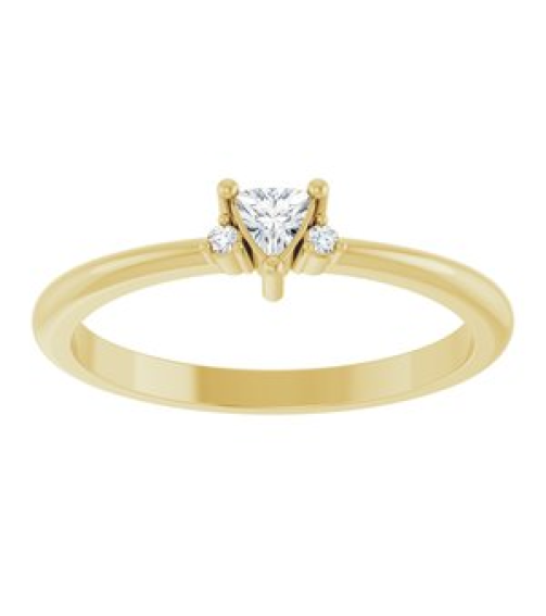 72435 Ring Set 14K Yellow Natural White Sapphire Trillion 3 X 3 X 3 Mm Natural Diamond Polished Natural White Sapphire And .015 Ctw Natural Diamond Ring