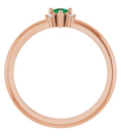 72435 Ring Set 14K Rose Natural Emerald Trillion 3 X 3 X 3 Mm Natural Diamond Polished Natural Emerald And .015 Ctw Natural Diamond Ring