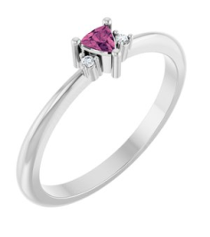 72435 Ring Set 14K White Natural Pink Tourmaline Trillion 3 X 3 X 3 Mm Natural Diamond Polished Natural Pink Tourmaline And .015 Ctw Natural Diamond Ring