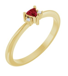 72435 Ring Set 14K Yellow Natural Ruby Trillion 3 X 3 X 3 Mm Natural Diamond Polished Natural Ruby And .015 Ctw Natural Diamond Ring