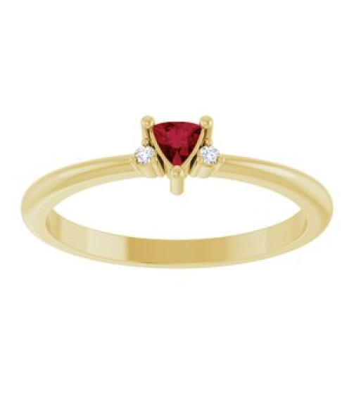 72435 Ring Set 14K Yellow Natural Ruby Trillion 3 X 3 X 3 Mm Natural Diamond Polished Natural Ruby And .015 Ctw Natural Diamond Ring