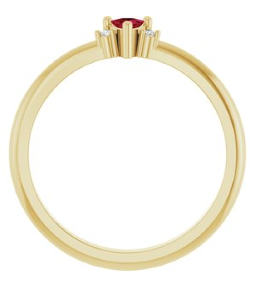 72435 Ring Set 14K Yellow Natural Ruby Trillion 3 X 3 X 3 Mm Natural Diamond Polished Natural Ruby And .015 Ctw Natural Diamond Ring