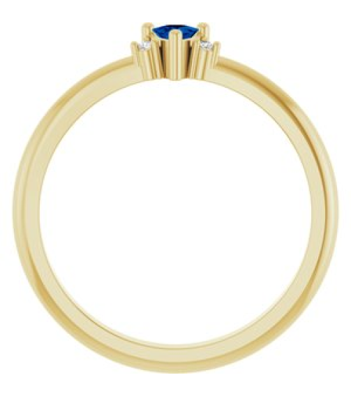 72435 Ring Set 14K Yellow Natural Blue Sapphire Trillion 3 X 3 X 3 Mm Natural Diamond Polished Natural Blue Sapphire And .015 Ctw Natural Diamond Ring