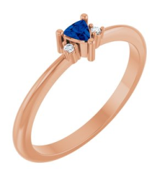 72435 Ring Set 14K Rose Natural Blue Sapphire Trillion 3 X 3 X 3 Mm Natural Diamond Polished Natural Blue Sapphire And .015 Ctw Natural Diamond Ring