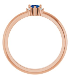 72435 Ring Set 14K Rose Natural Blue Sapphire Trillion 3 X 3 X 3 Mm Natural Diamond Polished Natural Blue Sapphire And .015 Ctw Natural Diamond Ring