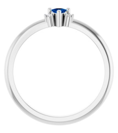 72435 Ring Set Platinum Lab-Grown Blue Sapphire Trillion 3 X 3 X 3 Mm Natural Diamond Polished Lab-Grown Blue Sapphire And .015 Ctw Natural Diamond Ring