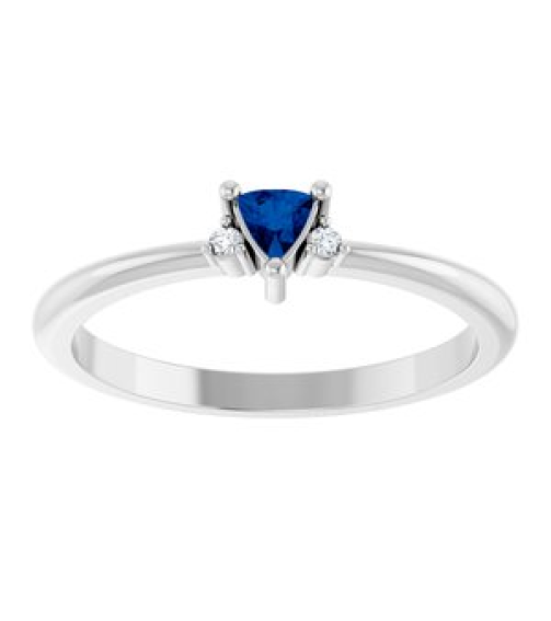 72435 Ring Set Platinum Natural Blue Sapphire Trillion 3 X 3 X 3 Mm Natural Diamond Polished Natural Blue Sapphire And .015 Ctw Natural Diamond Ring