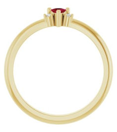 72435 Ring Set 14K Yellow Lab-Grown Ruby Trillion 3 X 3 X 3 Mm Natural Diamond Polished Lab-Grown Ruby And .015 Ctw Natural Diamond Ring
