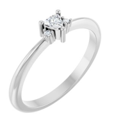 72435 Ring Set 14K White Natural White Sapphire Trillion 3 X 3 X 3 Mm Natural Diamond Polished Natural White Sapphire And .015 Ctw Natural Diamond Ring