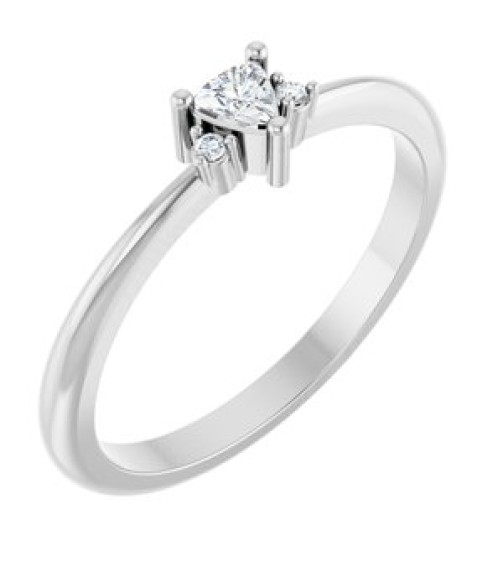 72435 Ring Set 14K White Natural White Sapphire Trillion 3 X 3 X 3 Mm Natural Diamond Polished Natural White Sapphire And .015 Ctw Natural Diamond Ring