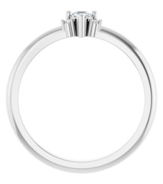 72435 Ring Set 14K White Natural White Sapphire Trillion 3 X 3 X 3 Mm Natural Diamond Polished Natural White Sapphire And .015 Ctw Natural Diamond Ring