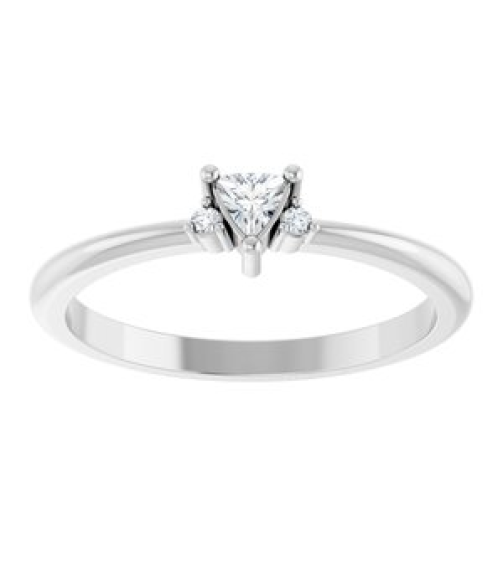 72435 Ring Set 14K White Natural White Sapphire Trillion 3 X 3 X 3 Mm Natural Diamond Polished Natural White Sapphire And .015 Ctw Natural Diamond Ring