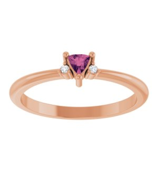72435 Ring Set 14K Rose Natural Pink Tourmaline Trillion 3 X 3 X 3 Mm Natural Diamond Polished Natural Pink Tourmaline And .015 Ctw Natural Diamond Ring