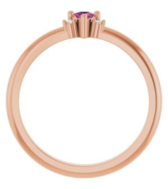 72435 Ring Set 14K Rose Natural Pink Tourmaline Trillion 3 X 3 X 3 Mm Natural Diamond Polished Natural Pink Tourmaline And .015 Ctw Natural Diamond Ring