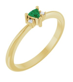 72435 Ring Set 14K Yellow Natural Emerald Trillion 3 X 3 X 3 Mm Natural Diamond Polished Natural Emerald And .015 Ctw Natural Diamond Ring