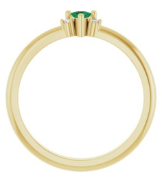 72435 Ring Set 14K Yellow Natural Emerald Trillion 3 X 3 X 3 Mm Natural Diamond Polished Natural Emerald And .015 Ctw Natural Diamond Ring