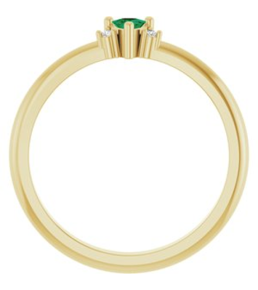 72435 Ring Set 14K Yellow Natural Emerald Trillion 3 X 3 X 3 Mm Natural Diamond Polished Natural Emerald And .015 Ctw Natural Diamond Ring