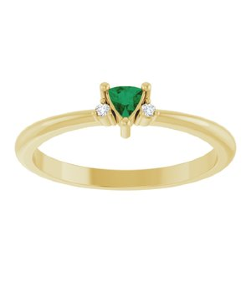 72435 Ring Set 14K Yellow Natural Emerald Trillion 3 X 3 X 3 Mm Natural Diamond Polished Natural Emerald And .015 Ctw Natural Diamond Ring