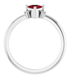 72435 Ring Set 14K White Lab-Grown Ruby Trillion 5 X 5 X 5 Mm Natural Diamond Polished Lab-Grown Ruby And .015 Ctw Natural Diamond Ring