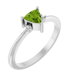 72435 Ring Set 14K White Natural Peridot Trillion 5 X 5 X 5 Mm Natural Diamond Polished Natural Peridot And .015 Ctw Natural Diamond Ring