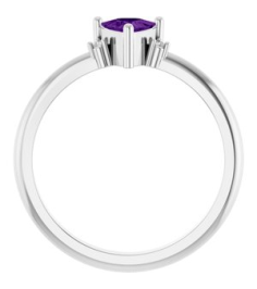 72435 Ring Set 14K White Natural Amethyst Trillion 5 X 5 X 5 Mm Natural Diamond Polished Natural Amethyst And .015 Ctw Natural Diamond Ring