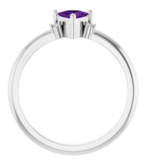 72435 Ring Set 14K White Natural Amethyst Trillion 5 X 5 X 5 Mm Natural Diamond Polished Natural Amethyst And .015 Ctw Natural Diamond Ring
