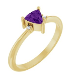 72435 Ring Set 14K Yellow Natural Amethyst Trillion 5 X 5 X 5 Mm Natural Diamond Polished Natural Amethyst And .015 Ctw Natural Diamond Ring