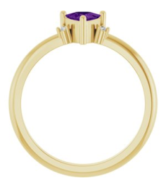72435 Ring Set 14K Yellow Natural Amethyst Trillion 5 X 5 X 5 Mm Natural Diamond Polished Natural Amethyst And .015 Ctw Natural Diamond Ring