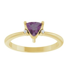 72435 Ring Set 14K Yellow Lab-Grown Alexandrite Trillion 5 X 5 X 5 Mm Natural Diamond Polished Lab-Grown Alexandrite And .015 Ctw Natural Diamond Ring