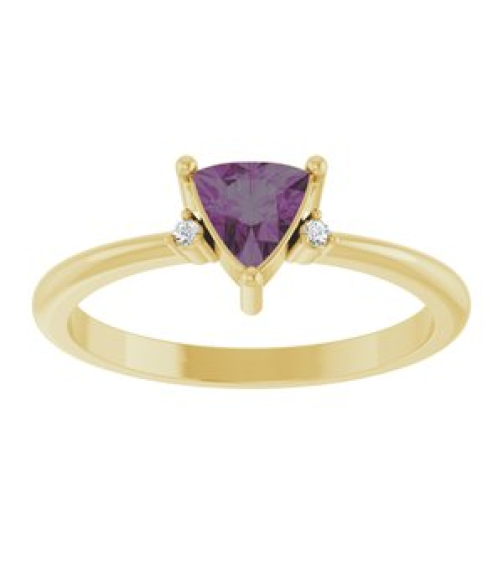 72435 Ring Set 14K Yellow Lab-Grown Alexandrite Trillion 5 X 5 X 5 Mm Natural Diamond Polished Lab-Grown Alexandrite And .015 Ctw Natural Diamond Ring