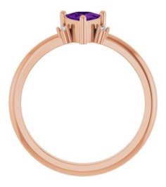 72435 Ring Set 14K Rose Natural Amethyst Trillion 5 X 5 X 5 Mm Natural Diamond Polished Natural Amethyst And .015 Ctw Natural Diamond Ring
