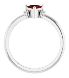 72435 Ring Set 14K White Natural Mozambique Garnet Trillion 5 X 5 X 5 Mm Natural Diamond Polished Natural Mozambique Garnet And .015 Ctw Natural Diamond Ring