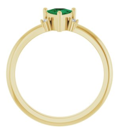 72435 Ring Set 14K Yellow Lab-Grown Emerald Trillion 5 X 5 X 5 Mm Natural Diamond Polished Lab-Grown Emerald And .015 Ctw Natural Diamond Ring