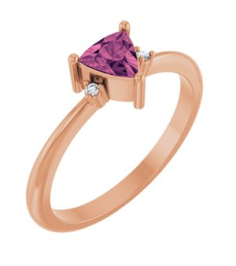 72435 Ring Set 14K Rose Natural Pink Tourmaline Trillion 5 X 5 X 5 Mm Natural Diamond Polished Natural Pink Tourmaline And .015 Ctw Natural Diamond Ring