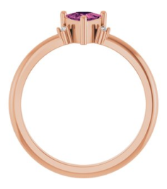 72435 Ring Set 14K Rose Natural Pink Tourmaline Trillion 5 X 5 X 5 Mm Natural Diamond Polished Natural Pink Tourmaline And .015 Ctw Natural Diamond Ring