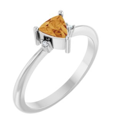 72435 Ring Set Platinum Natural Citrine Trillion 5 X 5 X 5 Mm Natural Diamond Polished Natural Citrine And .015 Ctw Natural Diamond Ring
