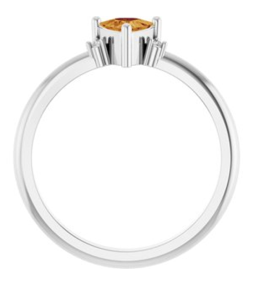 72435 Ring Set Platinum Natural Citrine Trillion 5 X 5 X 5 Mm Natural Diamond Polished Natural Citrine And .015 Ctw Natural Diamond Ring
