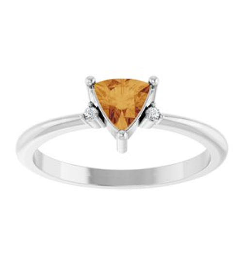 72435 Ring Set Platinum Natural Citrine Trillion 5 X 5 X 5 Mm Natural Diamond Polished Natural Citrine And .015 Ctw Natural Diamond Ring