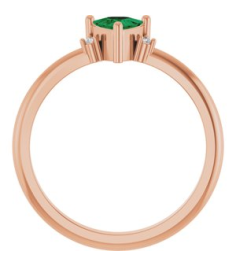 72435 Ring Set 14K Rose Lab-Grown Emerald Trillion 5 X 5 X 5 Mm Natural Diamond Polished Lab-Grown Emerald And .015 Ctw Natural Diamond Ring