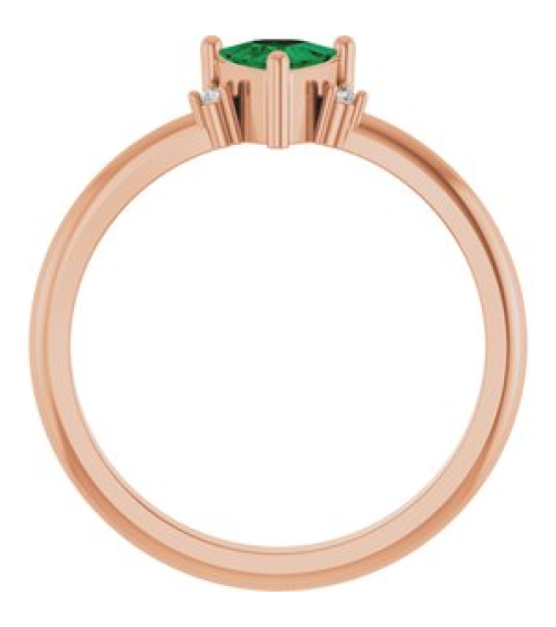 72435 Ring Set 14K Rose Lab-Grown Emerald Trillion 5 X 5 X 5 Mm Natural Diamond Polished Lab-Grown Emerald And .015 Ctw Natural Diamond Ring